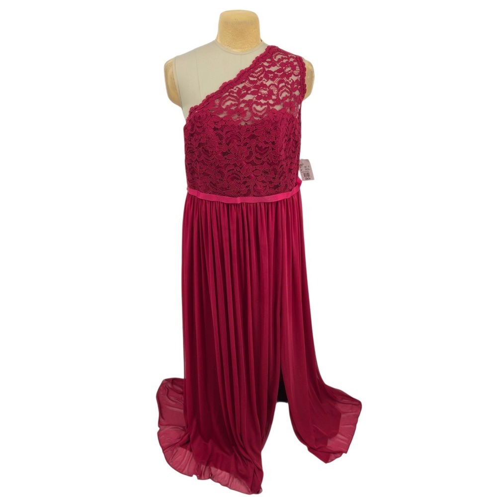 Celebrate DB Studio Dress Women 18 Red Long One Shoulder Lace Gown Formal